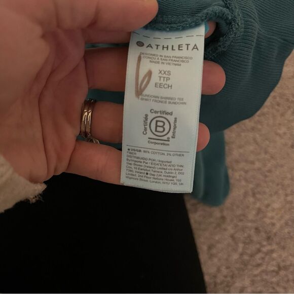 Athleta Teal Layered Hem Tee Top Short Sleeve Casual Relaxed‎ XXS - Picture 4 of 4
